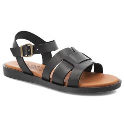 Sandały damskie Hee, cholewka szerokie paski regulowany pasek zapięcie na sprzączkę odkryty nosek płaska podeszwa, czarne, 26363. Czarne sandały Hee, bez wzorów, bez obcasa, na płaskiej podeszwie, bez zapięcia. Za 289.00 zł.