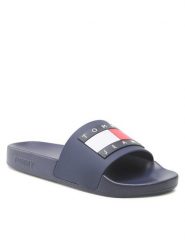 Tommy Jeans Klapki Flag Pool Sld Ess EN0EN02115 Granatowy. Niebieskie klapki Tommy Jeans, bez wzorów, z jeansu, bez obcasa. Za 219.99 zł.