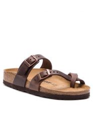 Birkenstock Japonki Mayari 0071023 Brązowy. Brązowe klapki Birkenstock, bez wzorów, z nubiku, bez obcasa. Za 539.99 zł.