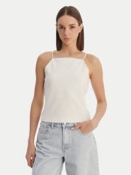 Calvin Klein Jeans Top Ponte LV044F206G Beżowy Slim Fit. Brązowe topy Calvin Klein Jeans, xl, bez wzorów, z jeansu, bez kołnierzyka, bez ramiączek. Za 249.99 zł.