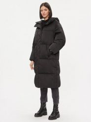 Tommy Jeans Płaszcz zimowy Satin DW0DW16587 Czarny Regular Fit. Czarne płaszcze Tommy Jeans, na zimę, m, bez wzorów, z jeansu, bez kaptura. Za 1,049.00 zł.