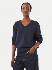Tommy Jeans Sweter Essential DW0DW23362 Granatowy Regular Fit. Niebieskie swetry Tommy Jeans, xxs, bez wzorów, z bawełny, bez ramiączek. Za 369.99 zł.
