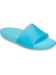 Crocs Klapki "Splash Glossy" w kolorze błękitnym rozmiar: 34/35. Niebieskie klapki Crocs, bez wzorów, z otwartym noskiem, bez obcasa. Za 110.04 zł.