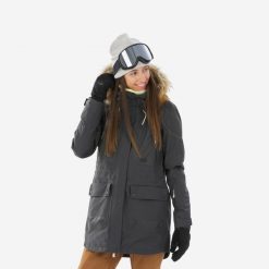 Kurtka narciarska i snowboardowa damska Dreamscape SNB 500. Szare kurtki narciarskie DREAMSCAPE, m, bez wzorów, z materiału, bez kaptura, narciarskie. Za 599.99 zł.
