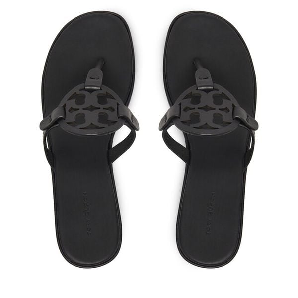 Japonki Tory Burch. Czarne klapki Tory Burch, bez wzorów, bez obcasa. Za 1,419.00 zł.