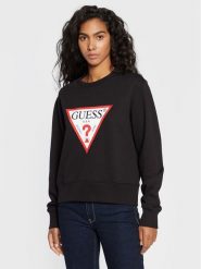 Guess Bluza Original W2YQ16 KBA10 Czarny Regular Fit. Czarne bluzy Guess, xs, z aplikacjami, z bawełny, bez kaptura. Za 159.99 zł.