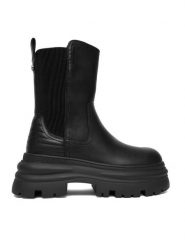 Buffalo Sztyblety Dione Chelsea Mid 1270128 Czarny. Czarne botki Buffalo, bez wzorów, ze skóry, bez obcasa, na płaskiej podeszwie, bez zapięcia. Za 439.99 zł.