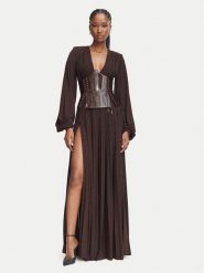 Elisabetta Franchi Sukienka wieczorowa AB-R15-66E2 Brązowy ciemny Slim Fit. Brązowe sukienki Elisabetta Franchi, bez wzorów, z wiskozy, wizytowe, bez kołnierzyka, bez ramiączek. Za 3,589.00 zł.