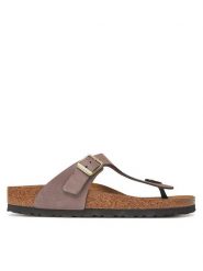 Birkenstock Japonki Gizeh 1029495 Beżowy. Brązowe klapki Birkenstock, bez wzorów, z nubiku, bez obcasa. Za 539.99 zł.