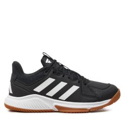 Buty halowe adidas. Czarne obuwie sportowe Adidas, bez zapięcia. Za 219.99 zł.
