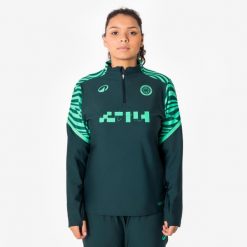Bluza piłkarska damska Kipsta Viralto na krótki suwak. Niebieskie bluzy sportowe KIPSTA, xl, bez wzorów, z elastanu, bez kaptura. Za 99.99 zł.