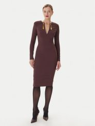 Elisabetta Franchi Sukienka koktajlowa AM-20B-56E2-V480 Bordowy Regular Fit. Czerwone sukienki Elisabetta Franchi, bez wzorów, z syntetyku, wizytowe, bez kołnierzyka, bez ramiączek. Za 2,079.00 zł.