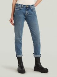G-Star Dżinsy - Boyfriend fit - w kolorze niebieskim rozmiar: W27/L34. Niebieskie jeansy G-Star, l, z aplikacjami. Za 351.38 zł.