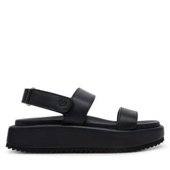 Sandały Pollini. Czarne sandały Pollini, bez wzorów, bez obcasa, na płaskiej podeszwie, bez zapięcia. Za 1,099.00 zł.