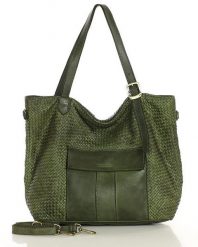 Shopperka MARCO MAZZINI zielona v250e. Zielone shopper bez wzorów, ze skóry, duże, bez dodatków. Za 626.05 zł.