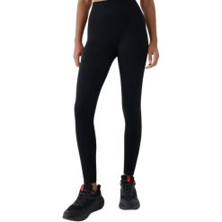 Legginsy damskie 4F FNK. Czarne legginsy 4f, xl, bez wzorów, z materiału, z podwyższonym stanem, długie. Za 92.99 zł.