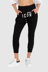 DSQUARED2 Czarne spodnie dresowe damskie z kieszenią na przodzie i logo icon, Rozmiar L. Czarne spodnie dresowe Dsquared2, l, bez wzorów, z dresówki. W wyprzedaży za 659.99 zł.