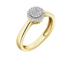 Pierścionek z żółtego złota z diamentami - 0,10 ct - próba 585. Żółte pierścionki Apart, z diamentem, złote. Za 3,290.00 zł.
