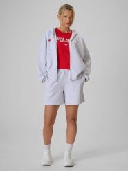 4F Spodenki kibica damskie - szare S. Szare szorty 4f, bez wzorów, z dresówki, sportowe. Za 129.99 zł.