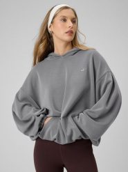 4F Bluza dresowa oversize z modalem damska - szara M. Szare bluzy 4f, m, bez wzorów, z dresówki, z kapturem. Za 269.99 zł.