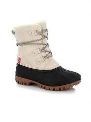 Kimberfeel Kozaki zimowe "Hortence" w kolorze kremowo-czarnym rozmiar: 39. Brązowe kozaki Kimberfeel, na zimę, z materiału, bez obcasa, bez zapięcia. Za 200.60 zł.
