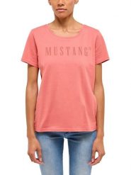 Mustang Koszulka "Alma" w kolorze różowym rozmiar: XL. Różowe bluzki Mustang, xl, bez wzorów, z bawełny, bez kołnierzyka, bez ramiączek. Za 56.93 zł.