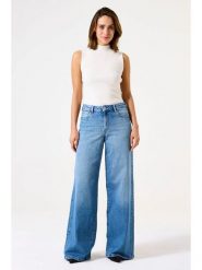 Garcia Dżinsy "Celia" - Wide fit - w kolorze niebieskim rozmiar: W25/L32. Niebieskie jeansy Garcia, l, z aplikacjami, z podwyższonym stanem. Za 264.95 zł.