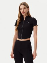 Guess Bluzka V5GP25 KCRS2 Czarny Regular Fit. Czarne bluzki Guess, l, z aplikacjami, z wiskozy, bez kołnierzyka, bez ramiączek. Za 209.99 zł.
