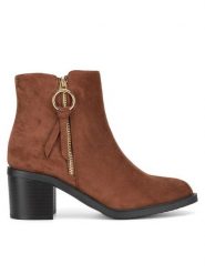 Clara Barson Botki LS5276-02A Brązowy. Brązowe botki Clara Barson, bez wzorów, z materiału, bez obcasa, na słupku, bez zapięcia. Za 135.99 zł.