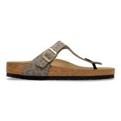 Birkenstock Gizeh SYN Leo Gray Taupe Japonki damskie. Szare klapki Birkenstock, bez wzorów, ze skóry, bez obcasa. Za 399.99 zł.