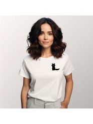 WOOOP Koszulka "Sitting cat" w kolorze białym rozmiar: M. Białe bluzki Wooop, m, bez wzorów, z bawełny, bez kołnierzyka, bez ramiączek. Za 66.00 zł.