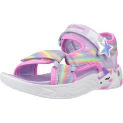 Sandały SKECHERS DREAMY UNICORNS Niebieski. Niebieskie sandały Skechers, bez wzorów, z materiału, bez obcasa, bez zapięcia. Za 188.99 zł.