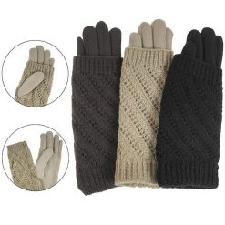 Brązowe Damskie Rękawiczki Moraj Z Futerkiem. Brązowe rękawiczki Moraj, bez wzorów, z dzianiny, eleganckie. Za 34.99 zł.