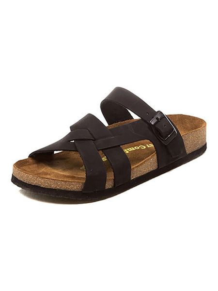 Comfortfusse Skórzane klapki w kolorze czarnym rozmiar: 37. Czarne klapki Comfortfüße, bez wzorów, z otwartym noskiem, bez obcasa. Za 254.95 zł.