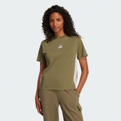 Koszulka Essentials 3-Stripes Cotton. Białe bluzki Adidas, xs, bez wzorów, z bawełny, sportowe, bez kołnierzyka, bez ramiączek. Za 129.00 zł.