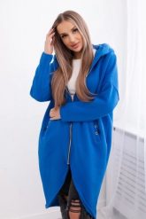Bluza ocieplana długa chabrowa. Niebieskie bluzy KESI, l, bez wzorów, z bawełny, bez kaptura. Za 355.46 zł.