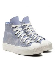 Converse Skórzane sneakersy "Chuck Taylor Lift" w kolorze srebrno-fioletowym rozmiar: 41. Różowe trampki Converse, bez wzorów, za kostkę, bez zapięcia. Za 339.00 zł.