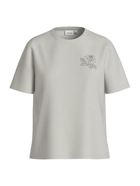 Vila Koszulka "Visybil" w kolorze jasnoszarym rozmiar: M. Szare bluzki Vila, m, bez wzorów, z bawełny, bez kołnierzyka, bez ramiączek. Za 57.20 zł.