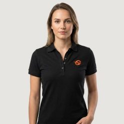 Koszulka damska fitness regular czarna Polo. Czarne koszulki polo GYMBEAM, m, bez wzorów, z bawełny, bez kołnierzyka, bez ramiączek. Za 72.90 zł.