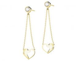 Złote kolczyki z cyrkoniami - pieski, serca. Żółte kolczyki Apart, z cyrkonią, złote. Za 899.00 zł.
