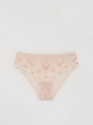 Majtki figi z haftem - beżowy. Brązowe figi Reserved, l, bez wzorów. Za 49.99 zł.