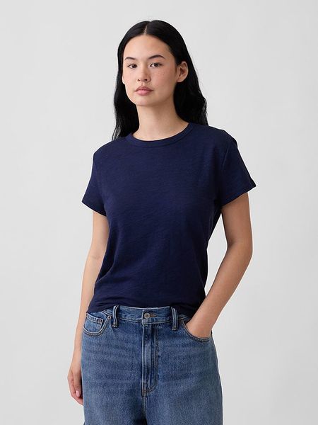 GAP Koszulka w kolorze granatowym rozmiar: XL. Niebieskie bluzki GAP, xl, bez wzorów, z bawełny, bez kołnierzyka, bez ramiączek. Za 55.95 zł.