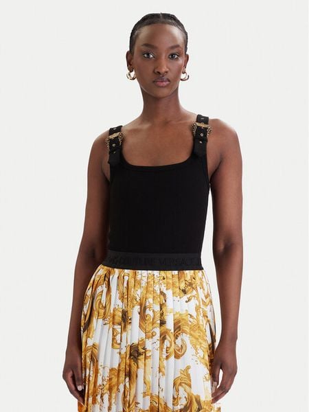 Versace Jeans Couture Top 80HAM619 J0198 Czarny Slim Fit. Czarne topy Versace Jeans Couture, m, bez wzorów, z bawełny, bez kołnierzyka, bez ramiączek. Za 519.99 zł.