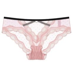 Figi koronkowe z wycięciem eleganckie i przewiewne Lubnah. Czerwone figi Intica, l, bez wzorów, z koronki. Za 69.00 zł.