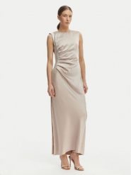 Rinascimento Sukienka wieczorowa CFC0127548003 Beżowy Regular Fit. Brązowe sukienki Rinascimento, l, bez wzorów, z syntetyku, wizytowe, bez kołnierzyka, bez ramiączek. Za 799.99 zł.