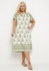 Zielona Wiskozowa Sukienka ze Wzorem Boho Ellivra. Zielone sukienki Born2be, na co dzień, xl, z aplikacjami, z jeansu, boho, bez kołnierzyka, bez ramiączek, midi. Za 64.99 zł.
