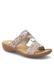 Rieker Klapki 608A0-93 Kolorowy. Klapki Rieker, bez wzorów, ze skóry, bez obcasa. Za 269.99 zł.