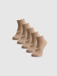 4F Skarpetki krótkie (5-pack) damskie - beżowe 35-38. Brązowe skarpety 4f, bez wzorów, z bawełny. Za 59.99 zł.