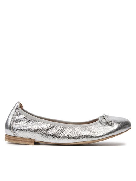 Caprice Baleriny 9-22108-42 Srebrny. Szare baleriny Caprice, bez wzorów, ze skóry, bez obcasa. Za 190.99 zł.