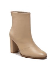 Simple Botki SL-44-02-000112 Beżowy. Brązowe botki Simple, bez wzorów, ze skóry, bez obcasa, na słupku, bez zapięcia. Za 549.00 zł.